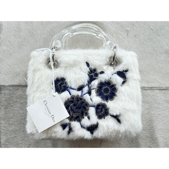 CHRISTIAN DIOR Mini Embellished Faux Fur Lady Dior Bag - Picture 3 of 15